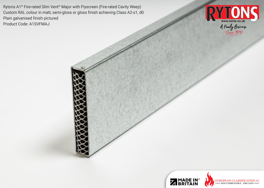 Rytons A1 Fire Rated Slim Vent Major With Flyscreen Fire Rated