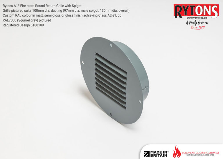 QUOTE Rytons A1® Firerated Retrofit Ducting Kit 150mm Dia. with Round FlowRyt® Grille Rytons